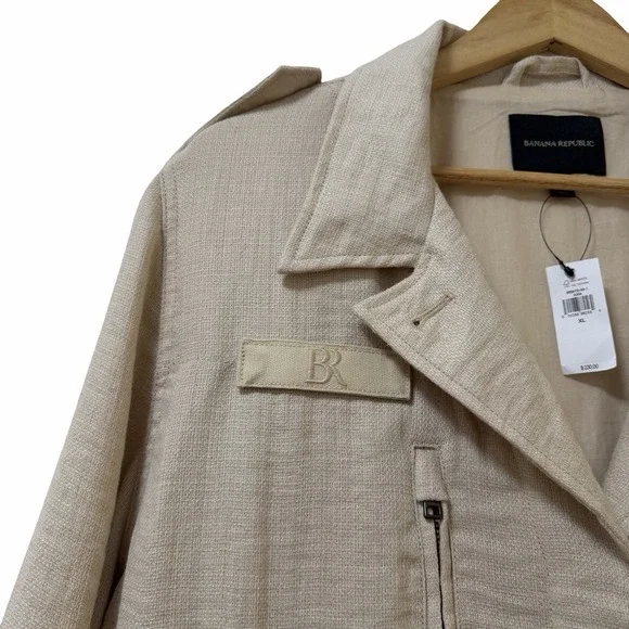 Banana Republic Womens French Utility Field Textured Jacket Size XL Oyster Gray - Picture 6 of 13